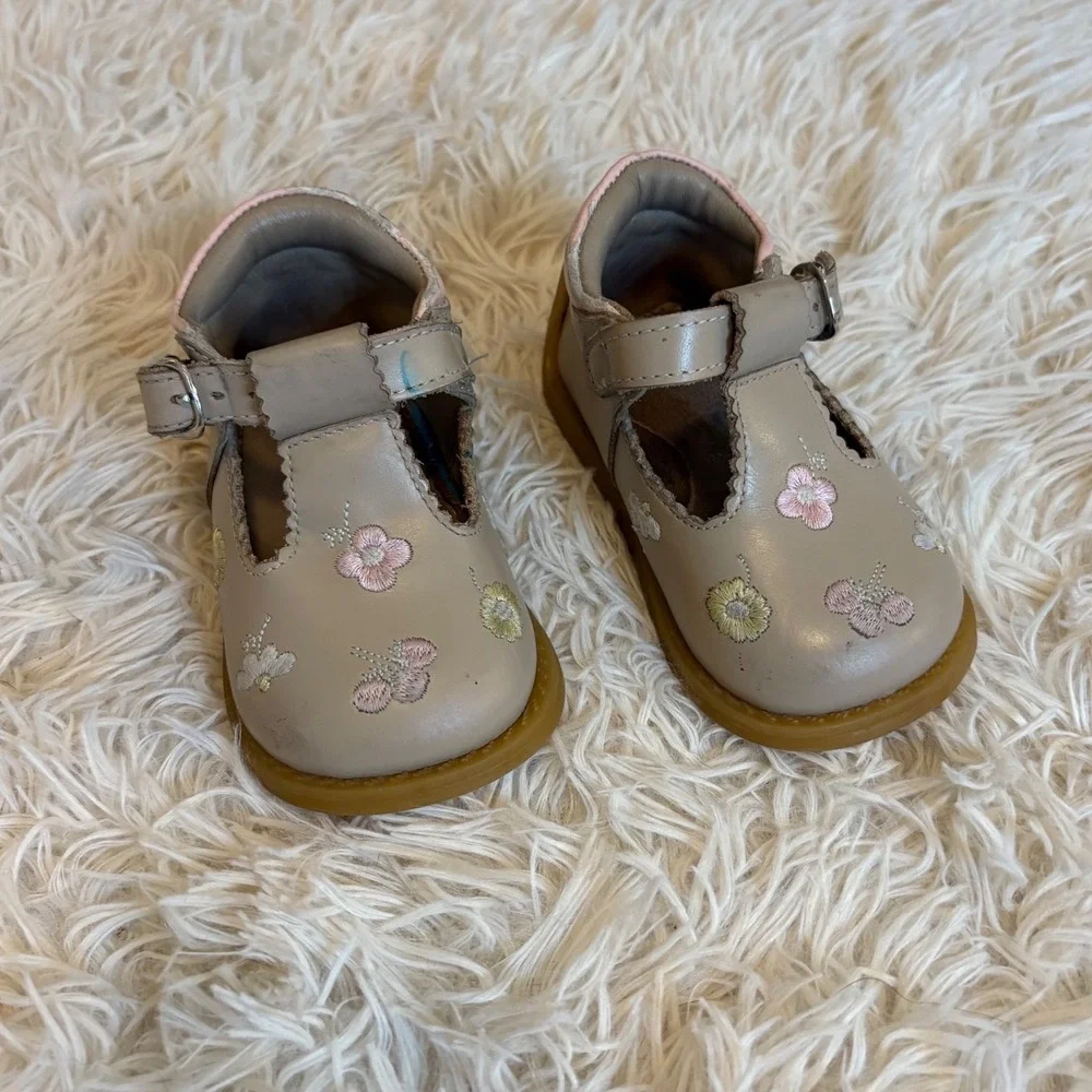 Bubble Summers Girls T-Strap Leather Floral‎ Shoes Toddler Girl